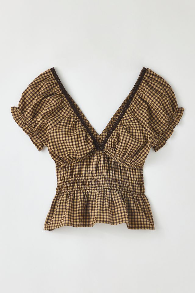 Blouse à manches courtes Kimchi Blue Jane froncée avec bordure en dentelle #4