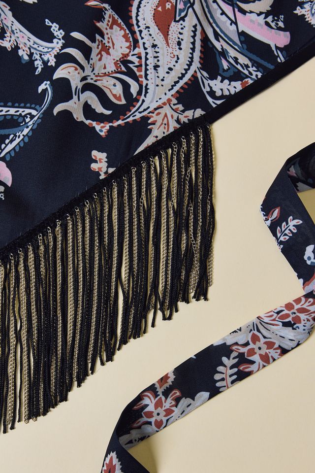 Fringe Trim Triangle Scarf #1