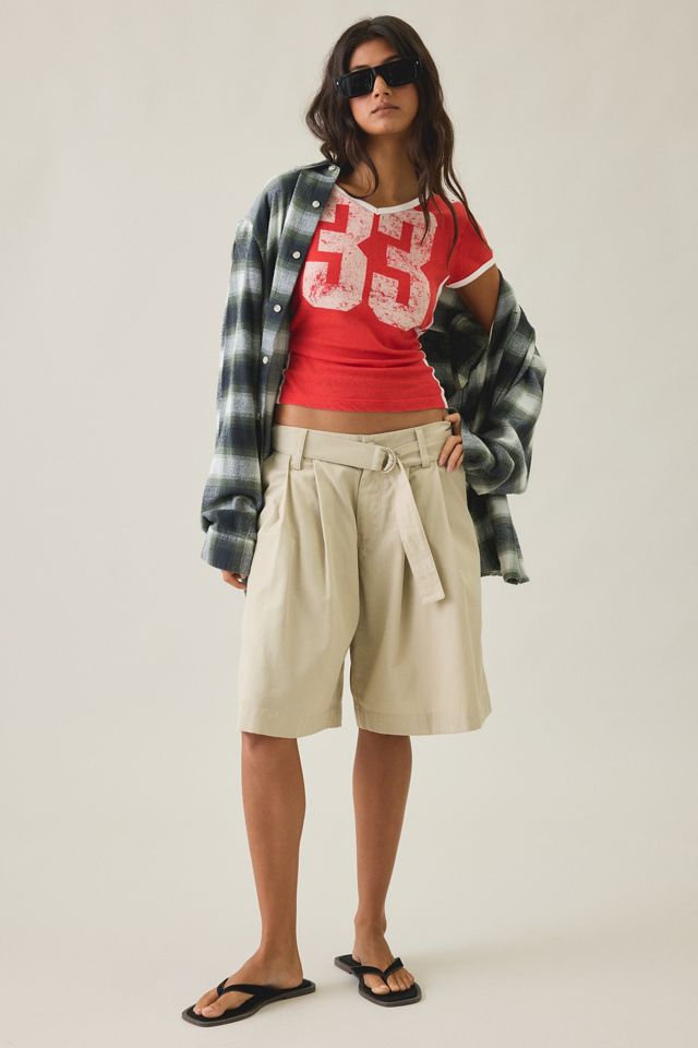 BDG 33 Jersey Graphic V-Neck Baby Tee #3