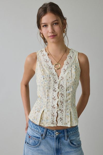 Blouse sans manches Kimchi Blue Aurelia à bordure en dentelle