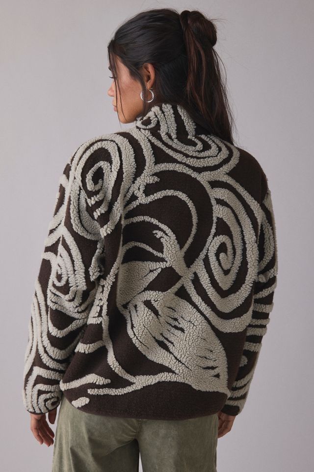 OBEY Swirls Jacquard Piled Fleece Zip-Up Jacket | Urban Outfitters