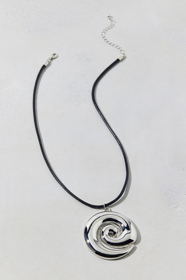 Swirl Pendant Corded Necklace #1