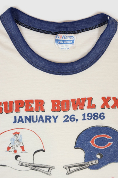 Vintage 1986 Super Bowl XX Threadbare Ringer Tee