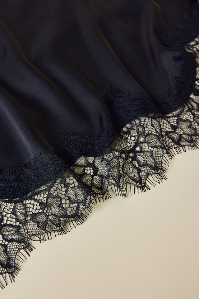 Lace Trim Satin Triangle Scarf #1