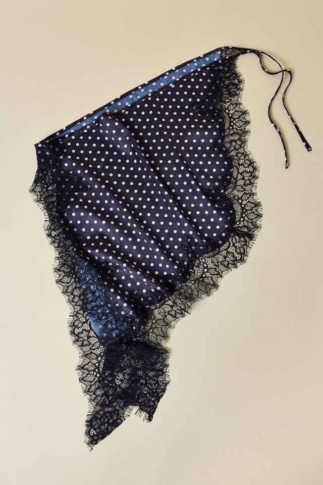 Lace Trim Satin Triangle Scarf #2