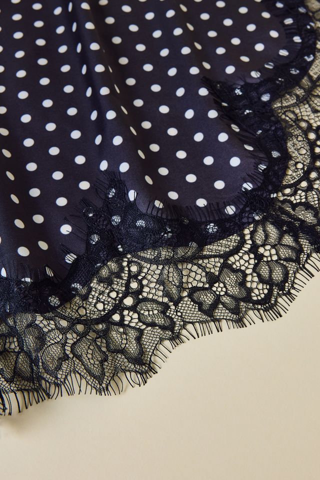 Lace Trim Satin Triangle Scarf #3