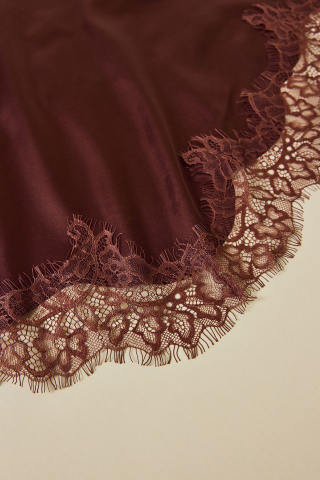 Lace Trim Satin Triangle Scarf #1