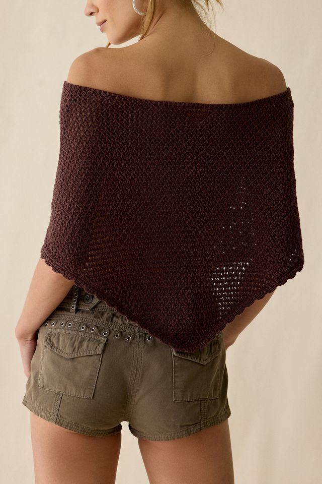 Poncho au crochet à épaules dénudées Game Day Kimchi Blue #1