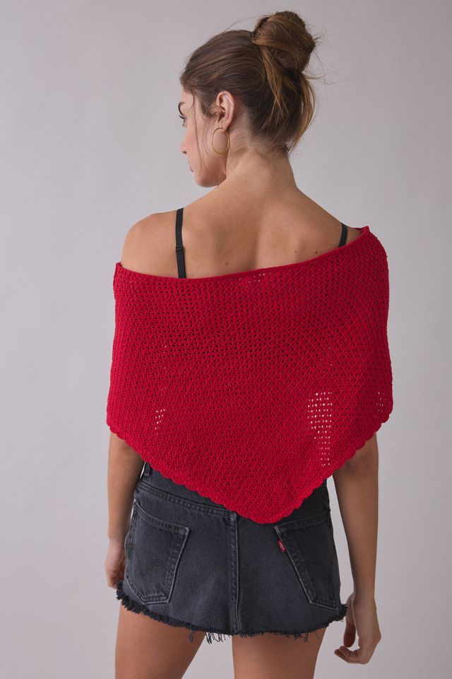 Kimchi Blue Game Day Crochet Off-The-Shoulder Poncho #3