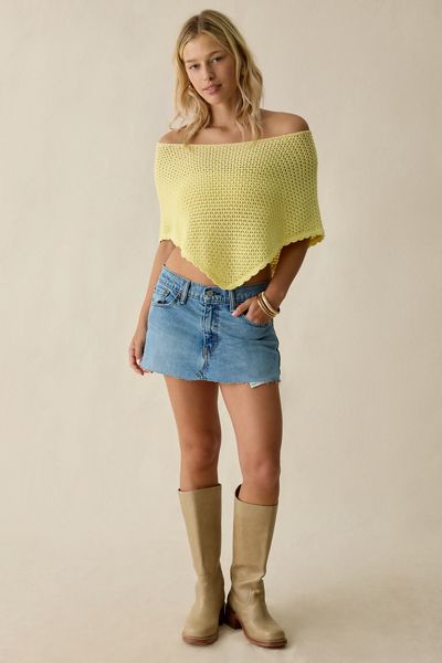Kimchi Blue Game Day Crochet Off-The-Shoulder Poncho