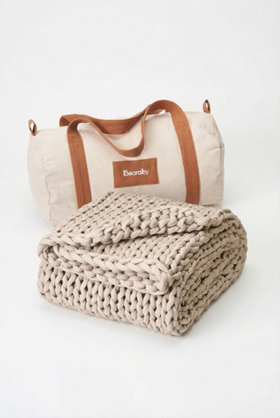 Bearaby Cotton Knitted 5-lb Weighted Travel Blanket
