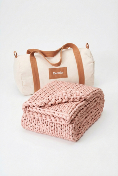 Bearaby Cotton Knitted 5-lb Weighted Travel Blanket - Driftwood