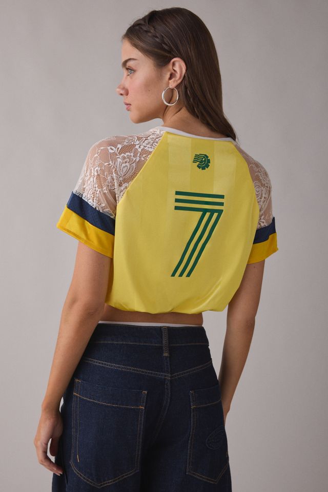 BDG Striker Lace Trim Cropped Jersey Tee #2