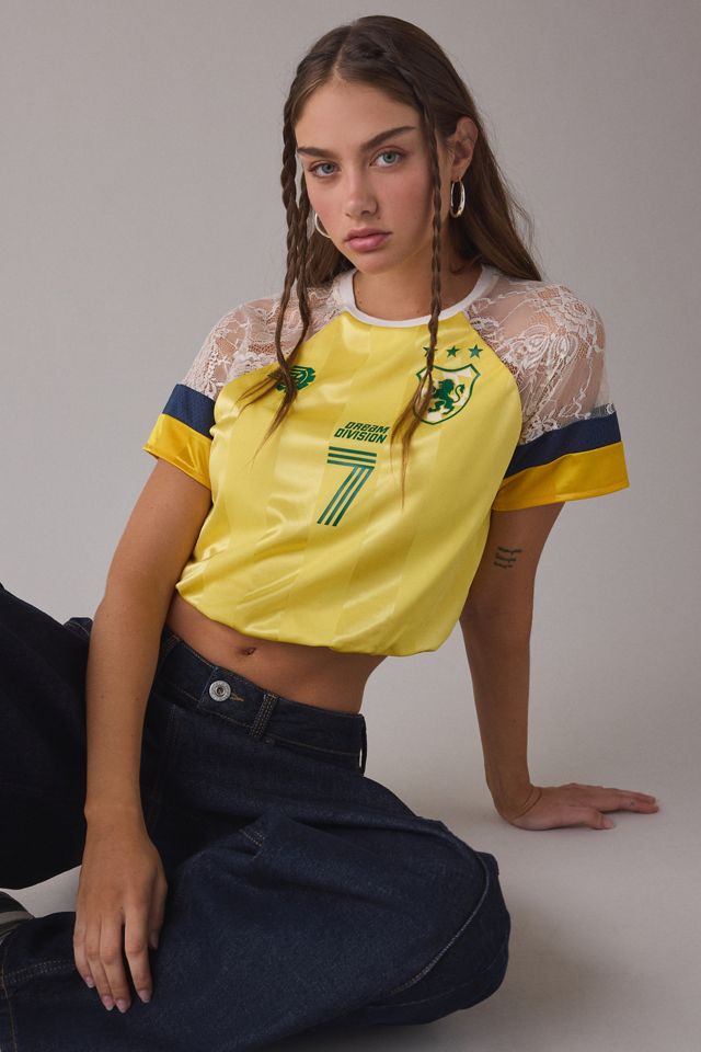 BDG Striker Lace Trim Cropped Jersey Tee #4