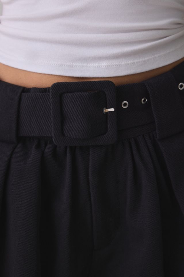 For Love & Lemons Isla Belted Bubble Hem Denim Shorts #2