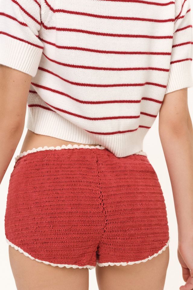 For Love & Lemons Crochet Rugby Micro Shorts #1