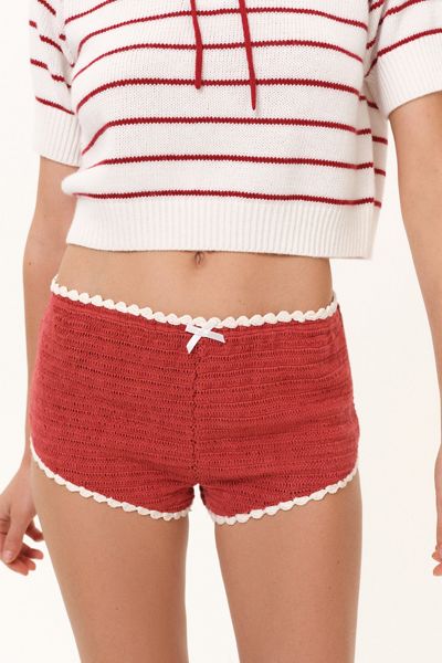 For Love & Lemons Crochet Rugby Micro Shorts