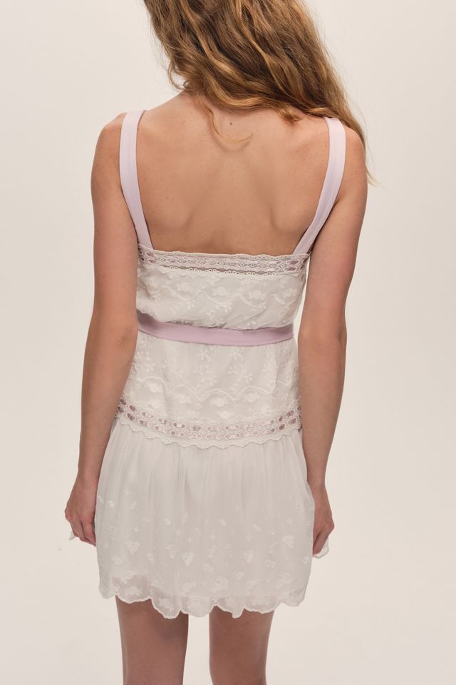 For Love & Lemons Noah Embroidered Lace Trim Mini Dress #1