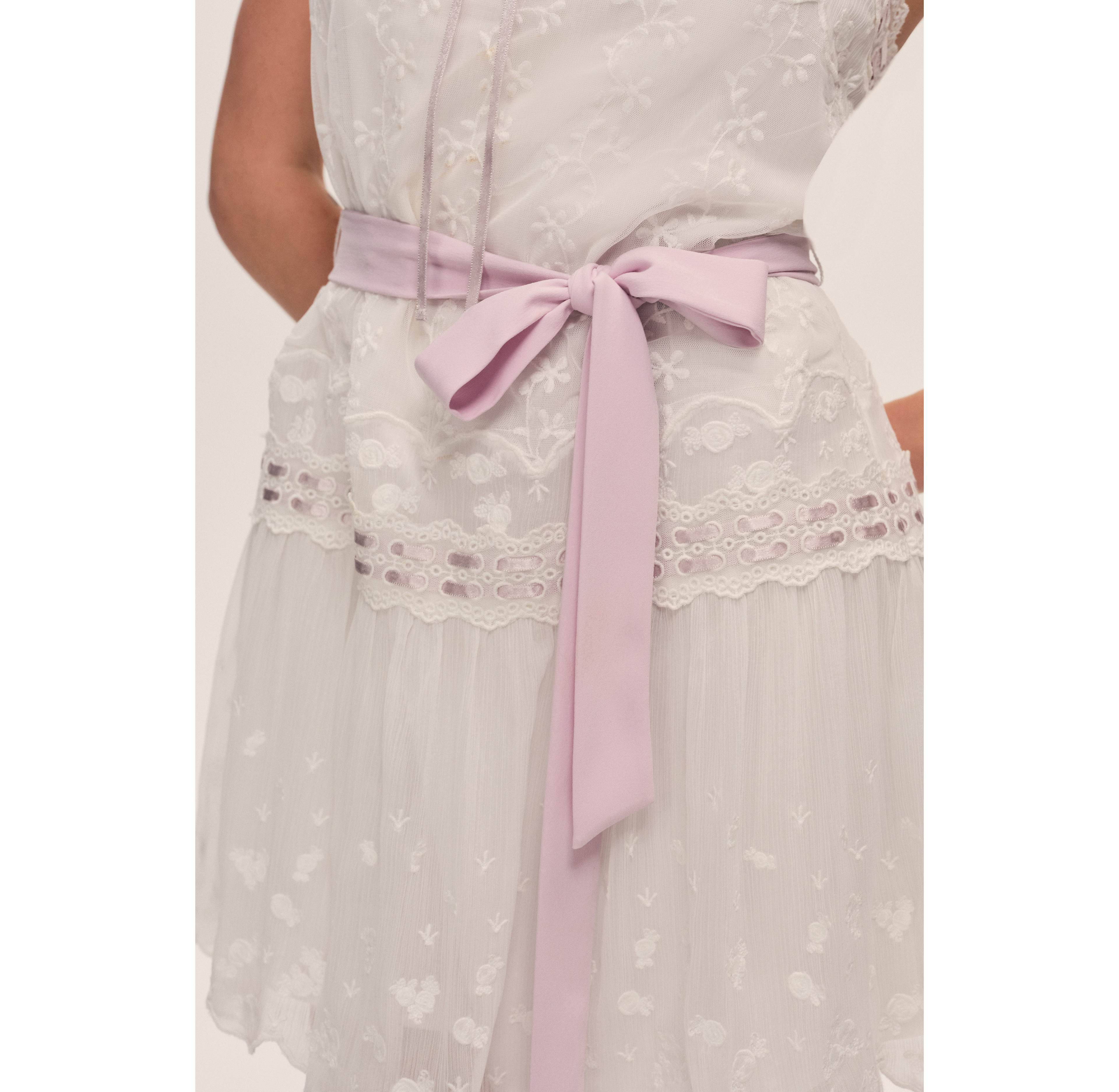 For Love & Lemons Noah Embroidered Lace Trim Mini Dress