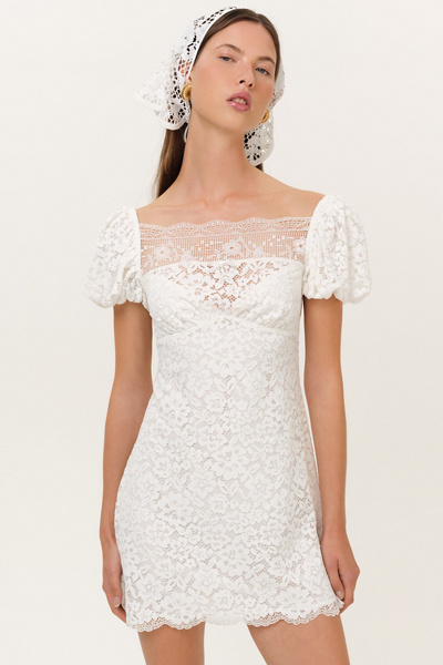 For Love & Lemons Jacqueline Puff Sleeve Lace Mini Dress | Urban