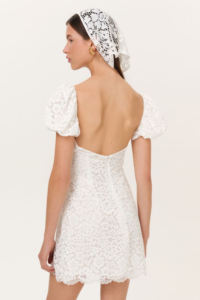For Love & Lemons Jacqueline Puff Sleeve Lace Mini Dress #1