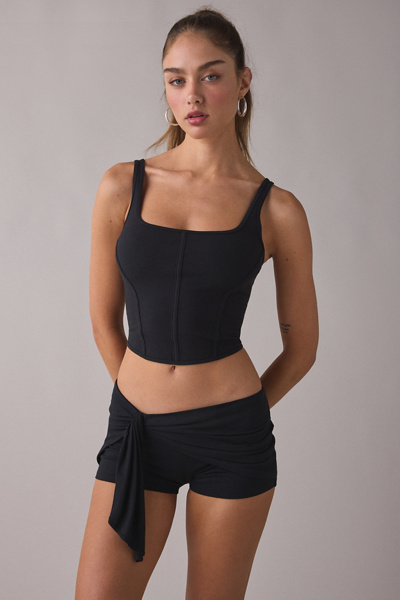 Out From Under Bec Asymmetric Wrap Micro Shorts In Black, Women's At Urban Outfitters