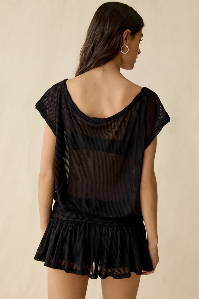 Out From Under Aruba Sheer Mesh Off-Shoulder Romper #1