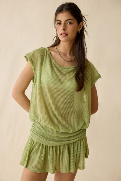 Out From Under Aruba Sheer Mesh Off-Shoulder Romper