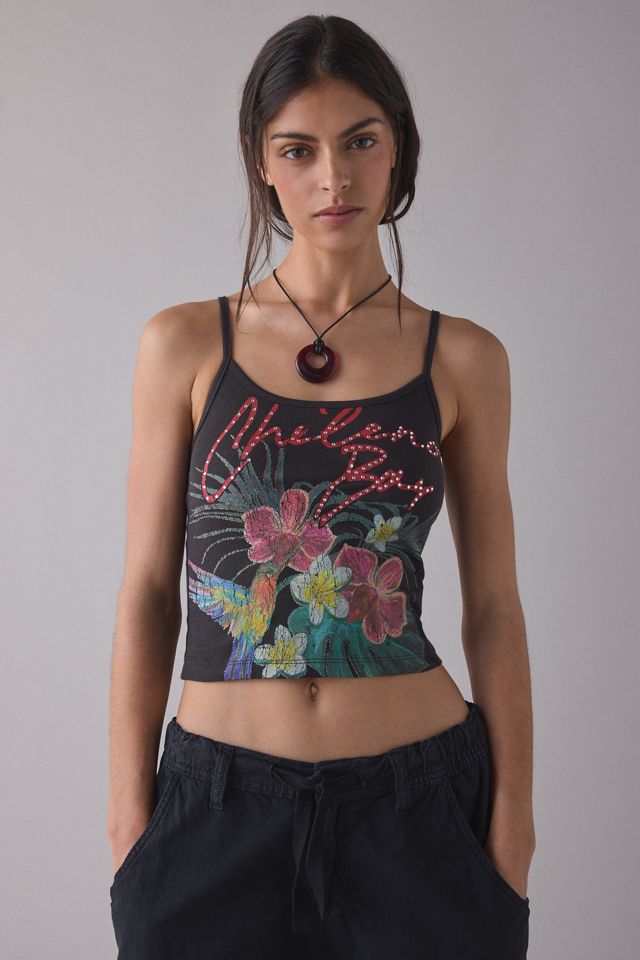 Chileno Bay Rhinestone Graphic Crop Cami #1
