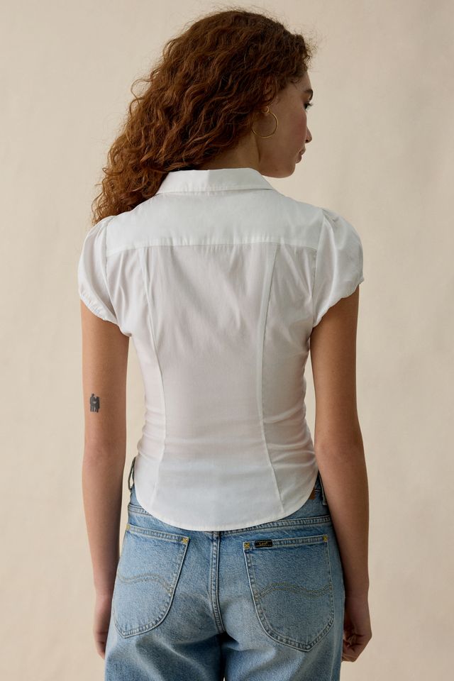 Chemise boutonnée UO Brynn à manches bouffantes et volants #3