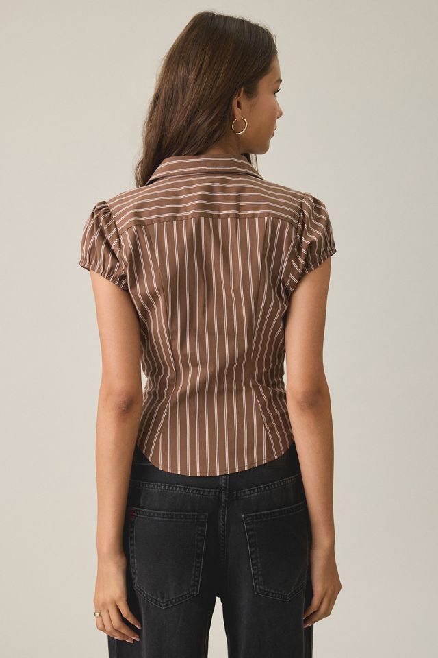 UO Brynn Ruffle Puff Sleeve Button-Down Shirt #1