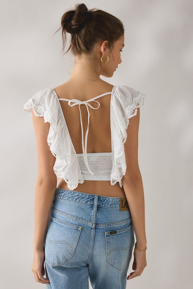 Blouse courte à volants et dos noué Mariposa Kimchi Blue #2