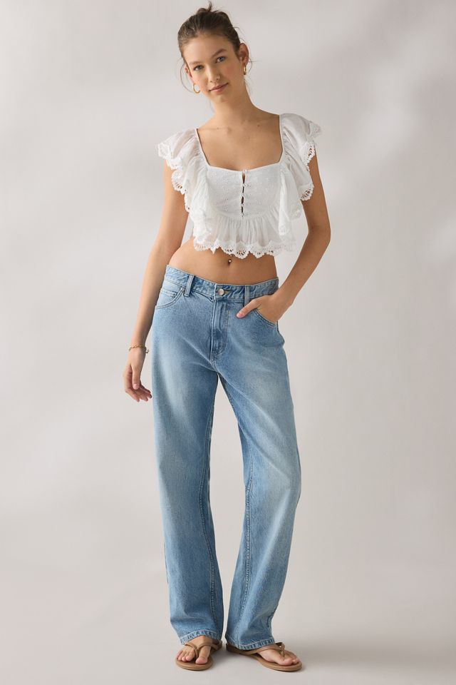 Blouse courte à volants et dos noué Mariposa Kimchi Blue #3