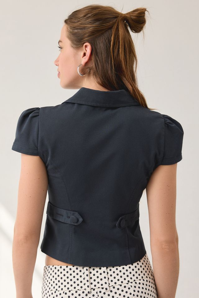 Kimchi Blue Romy Puff Sleeve Blazer Crop Top | Urban Outfitters