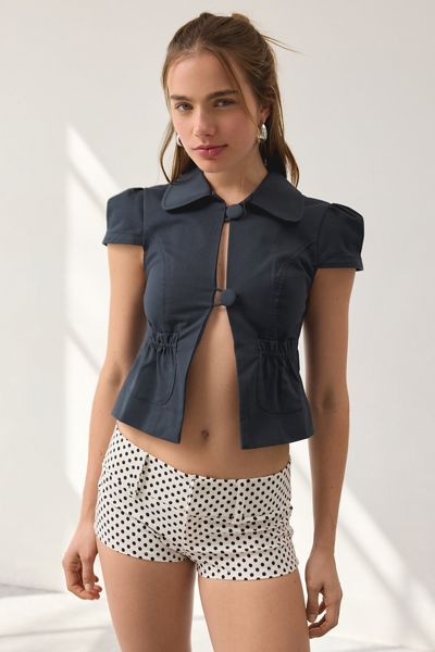 Kimchi Blue Romy Puff Sleeve Blazer Crop Top
