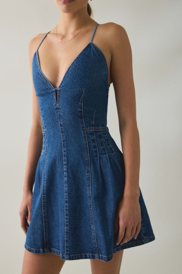 Mini-robe en denim à coutures avec dos ouvert et lacets Steve Madden #3