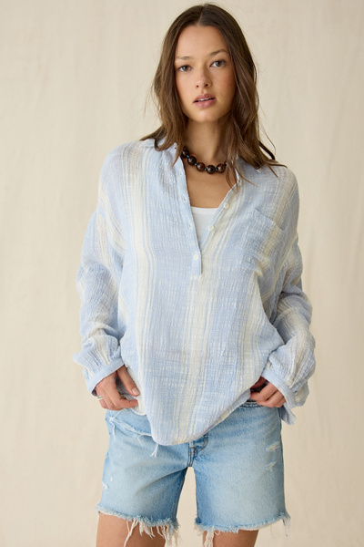 BDG All You Need Semi-Sheer Gauze Oversized Popover Shirt | Urban