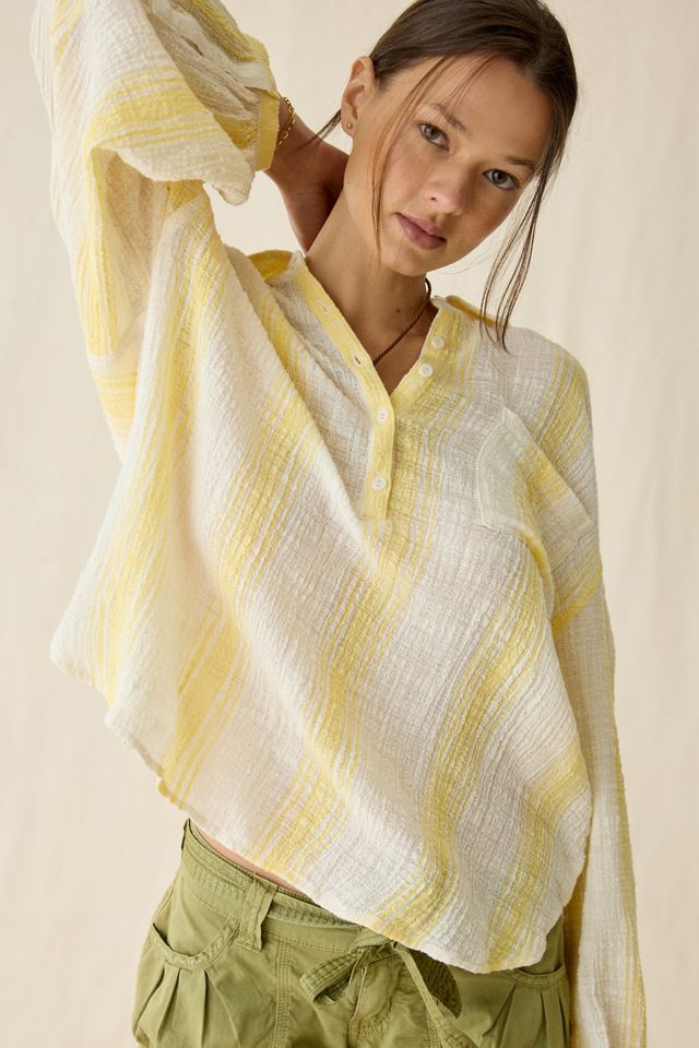 BDG All You Need Semi-Sheer Gauze Oversized Popover Shirt #1