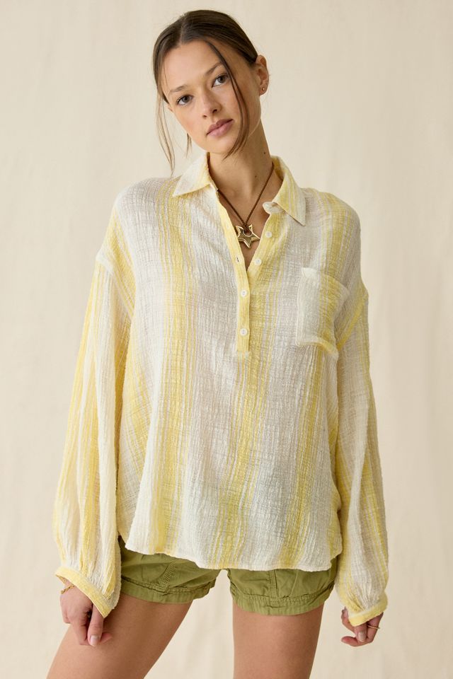 BDG All You Need Semi-Sheer Gauze Oversized Popover Shirt #2