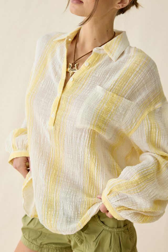 BDG All You Need Semi-Sheer Gauze Oversized Popover Shirt #3