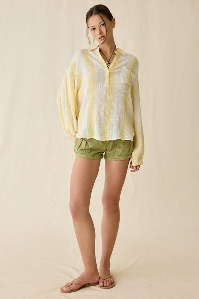BDG All You Need Semi-Sheer Gauze Oversized Popover Shirt