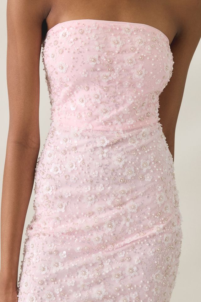 Elevator Disco Happy Beaded Strapless Mini Dress #1