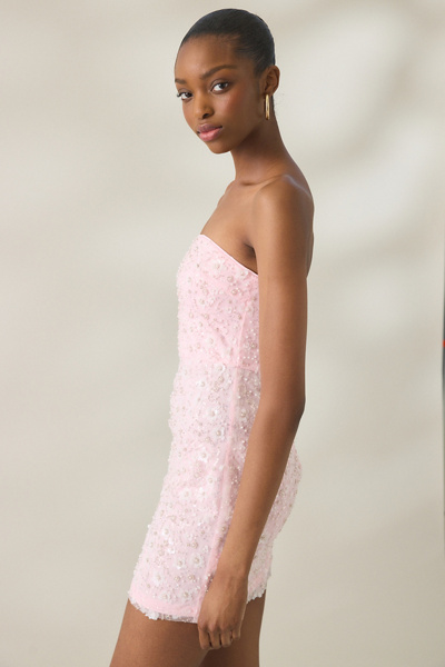 Elevator Disco Happy Beaded Strapless Mini Dress