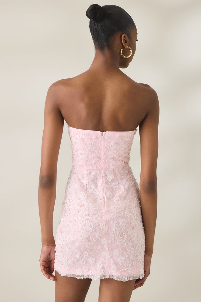 Elevator Disco Happy Beaded Strapless Mini Dress #3