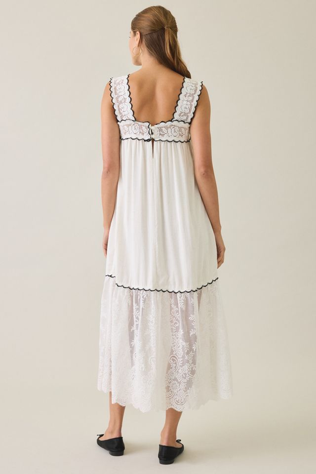 Elevator Disco Grace Lace Trim Babydoll Maxi Dress #2