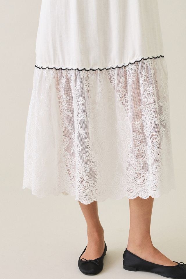 Elevator Disco Grace Lace Trim Babydoll Maxi Dress #3