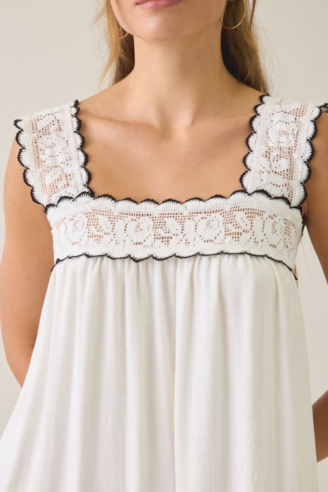 Elevator Disco Grace Lace Trim Babydoll Maxi Dress #5