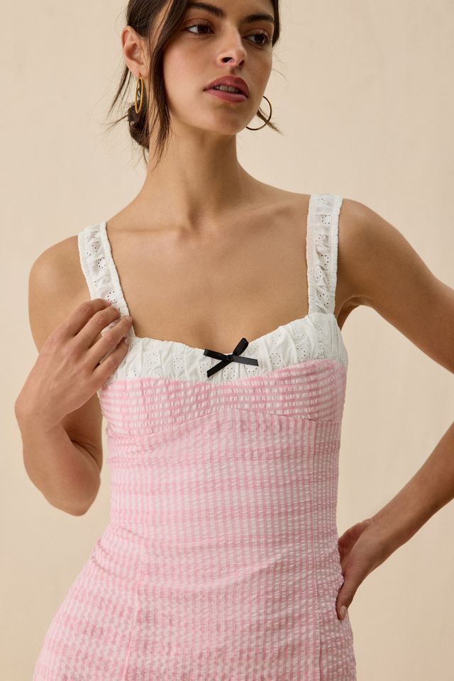 Elevator Disco Urban Sass Seersucker Bustier Mini Dress #3