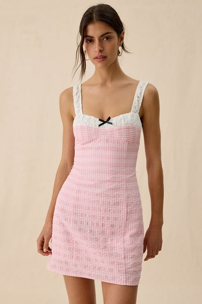 Elevator Disco Urban Sass Seersucker Bustier Mini Dress