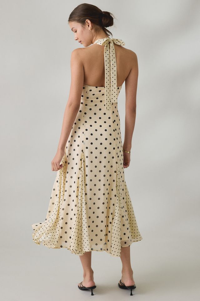 Elevator Disco One Of A Kind Polka Dot Halter Midi Dress #1